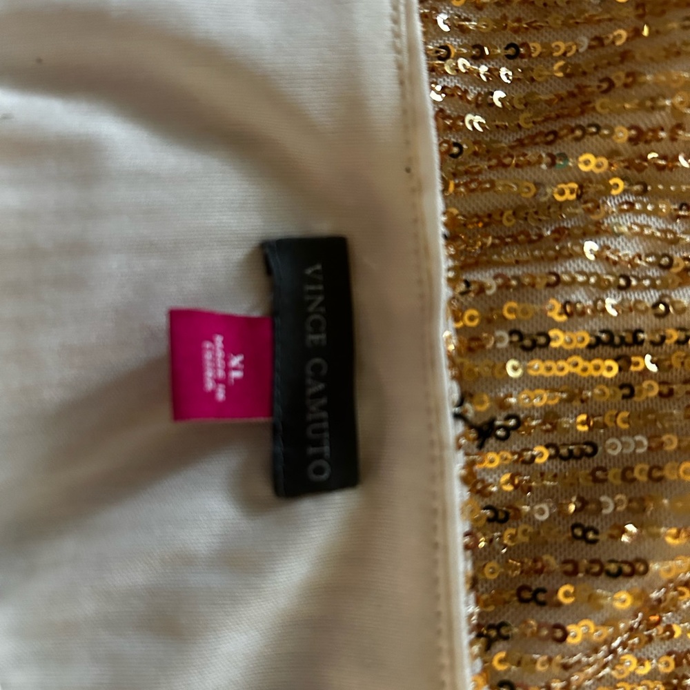 Vince Camuto Gold Sequin Long Sleeve Sheath Dress - Picture 4 of 4